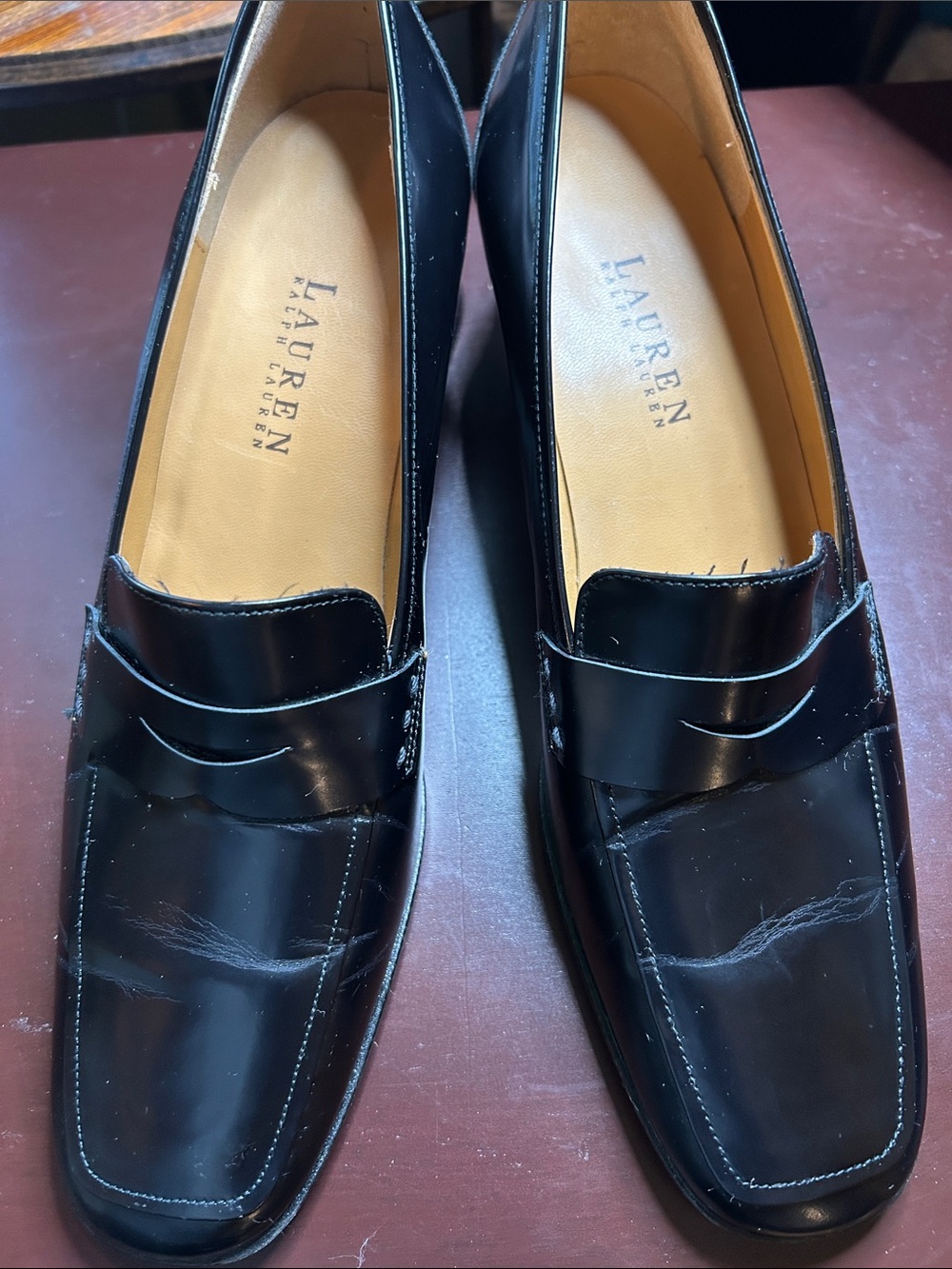 Lauren Ralph Lauren Black Leather Penny Loafers